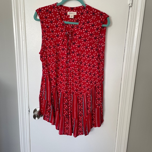 Style & Co. Red Patterned Blouse - Picture 1 of 3